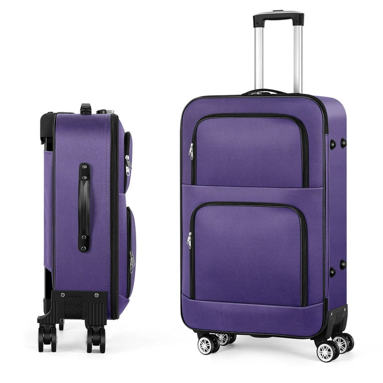 Soft sided Fabric Luggage Roller Luggage Lightweight 20 Purple