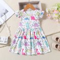 thumbnail image 4 of Girls Dresses Sizes 12-18 Months A-Line Fly Sleeve Cartoon Dinosaur Prints Holiday Party Dance Party Fit & Flare White Tutu Dress, 4 of 6