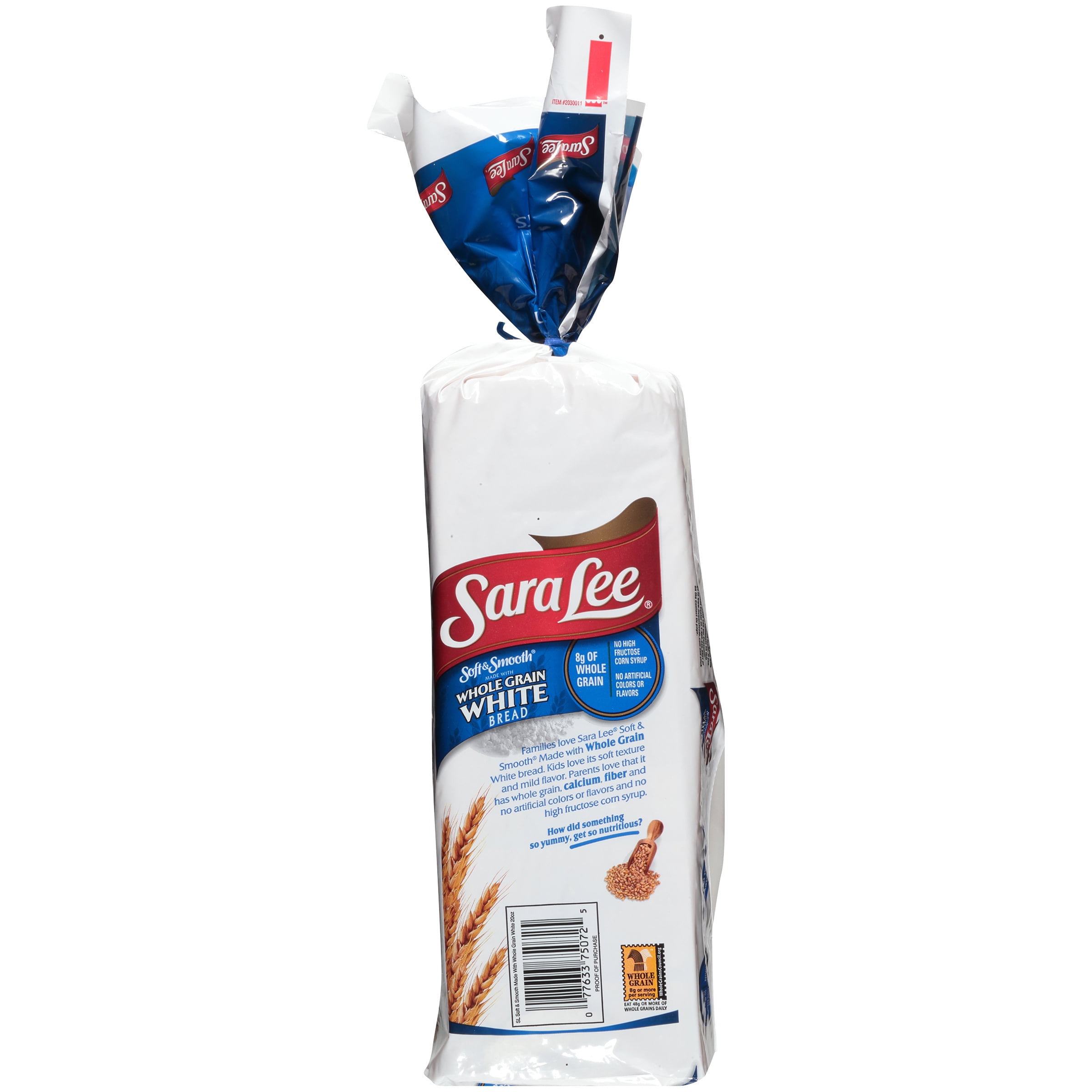 Sara Lee Soft & Smooth Whole Grain White Bread Loaf, 20 oz, 22 Count