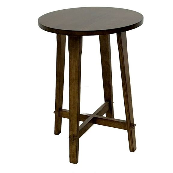 Arts and Crafts / Mission Style Oak Round End Table - Walnut
