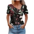 thumbnail image 2 of ALLLIST V Neck Tops for Women Plus Size Short Sleeve Floral Blouse Button Fashion Pullover Ladie's Tops, 2 of 5