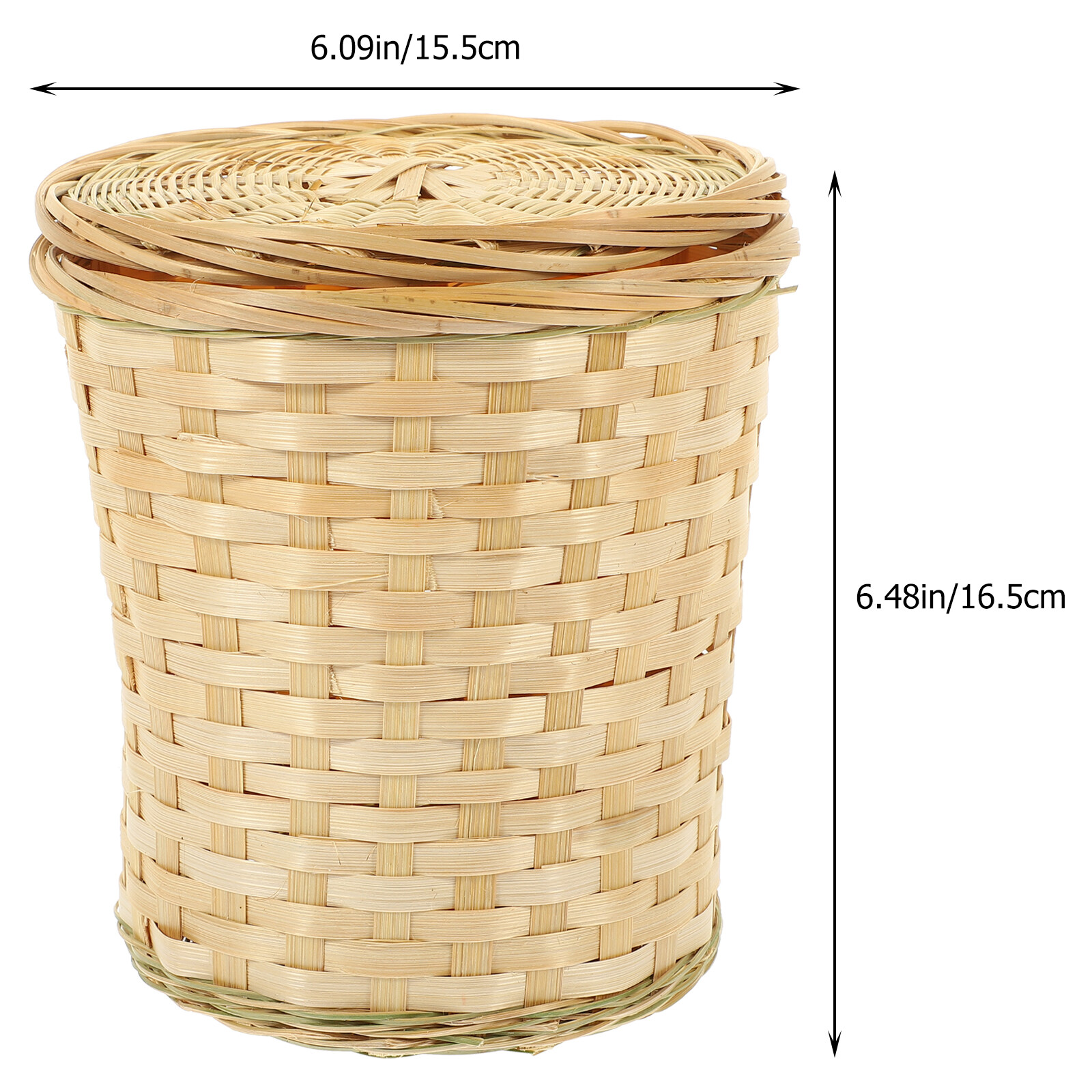 Woven Bamboo Basket Grain Storage Basket Egg Basket Natural Style Egg Basket Home Woven Basket, Size: 16.5X15.5X15.5CM