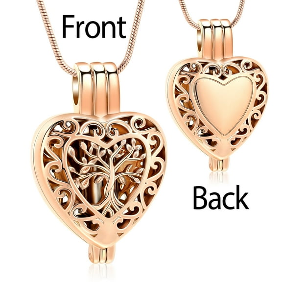 Cut Out Tree of Life Heart Pendant Cremation Urn Pendant Urn Necklace Lockets for Ashes Hair Perfume Memorial Jewelry