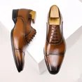 thumbnail image 3 of Men's Leather Formal Dress Oxfords Lace Up Shoes Wedding Brown, 3 of 7
