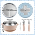 thumbnail image 2 of Lumikrypt 8Pcs Stainless Steel Baby Plate & Bowl Set with Suction, Baby Feeding Set with Fork and Spoon Utensils, Baby Led Weaning Tableware, BPA-Free(Pink & Blue), 2 of 7