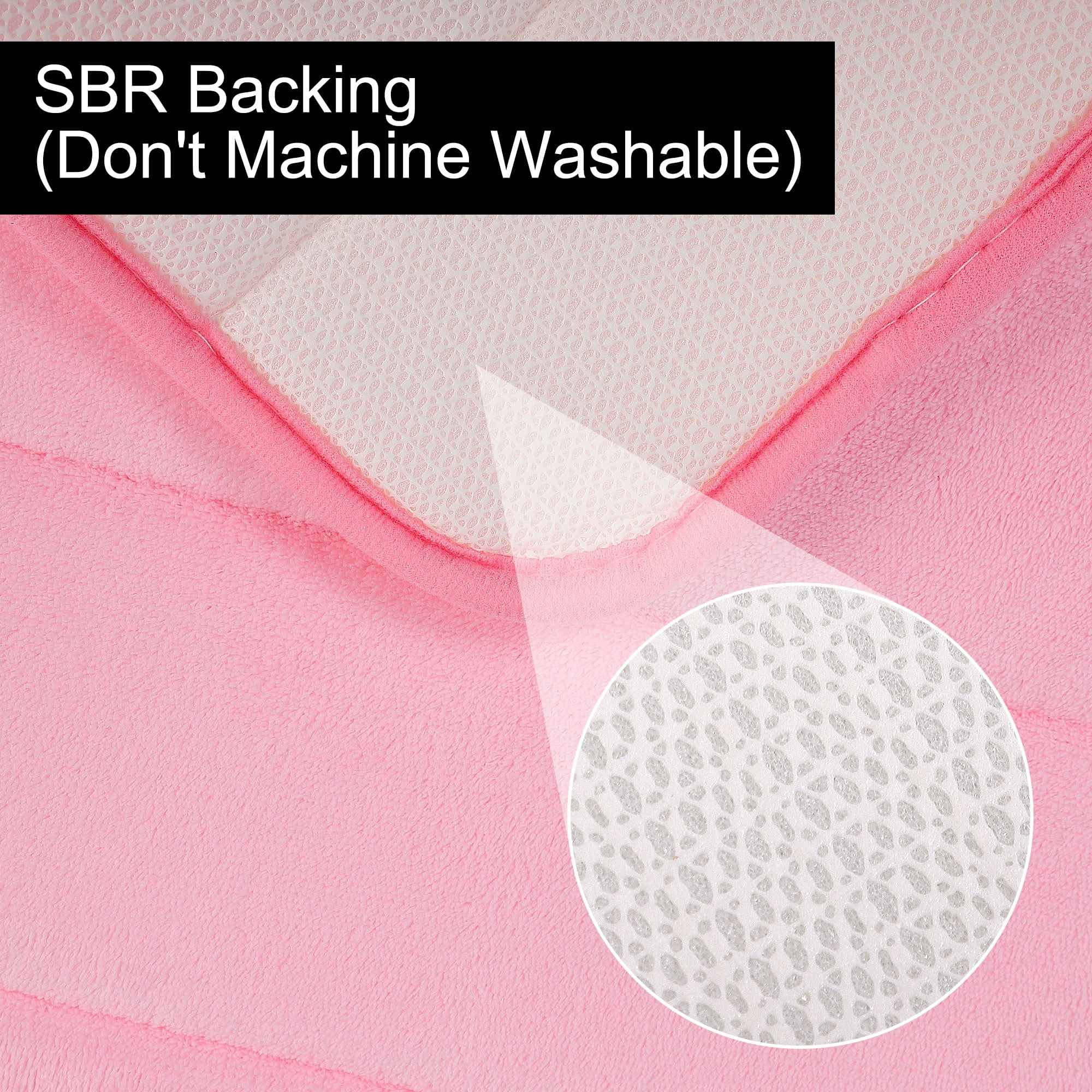 Unique Bargains Solid Contemporary Memory Foam Bath Rug Pink 24"x16"