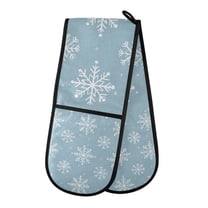 Yayeee Double Oven Mitt Kitchen Heat Resistant Baking 35" x7" Quilted Glove, Gray Snowflake