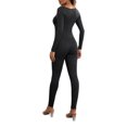 thumbnail image 3 of Douhoow Women Yoga Jumpsuits Long Sleeve Square Neck Ankle Length Bodycon Romper Fashion Skinny Playsuits, 3 of 9