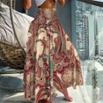 thumbnail image 4 of Falda de cintura alta elástica con estampado Vintage para mujer, vestido plisado suelto de medio cuerpo, ropa de calle informal de vacaciones, elegante, nuevo, Verano, 4 of 4