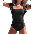 thumbnail image 1 of Charmo Women Ruffle One Piece Bathing Suits Ruched Tummy Control Monokini Swimsuit, 1 of 6