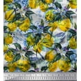 thumbnail image 1 of Soimoi Poly Georgette Fabric Leaves & Lemon Vegetable Printed Fabric 1 Yard 52 Inch Wide, 1 of 3