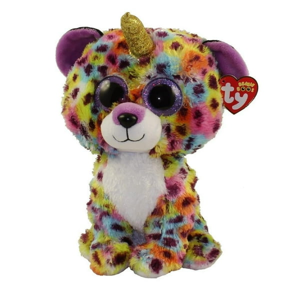 TY Beanie Boos - GISELLE the Rainbow UniLeopard (Glitter Eyes) (Regular Size 6" Plush)(BONUS 1 FUN CHOPS)