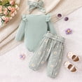 thumbnail image 2 of YunPes Baby Girl Clothing Muslin Long Sleeve Bodysuit Romper + Trousers + Headband Outfit Set Baby Clothing, 2 of 8