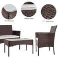thumbnail image 4 of Walsunny 4 Pieces Patio Rattan Furniture Set,Wicker Conversation Set with Cushions and Tempered Glass Tabletop,Brown, 4 of 6
