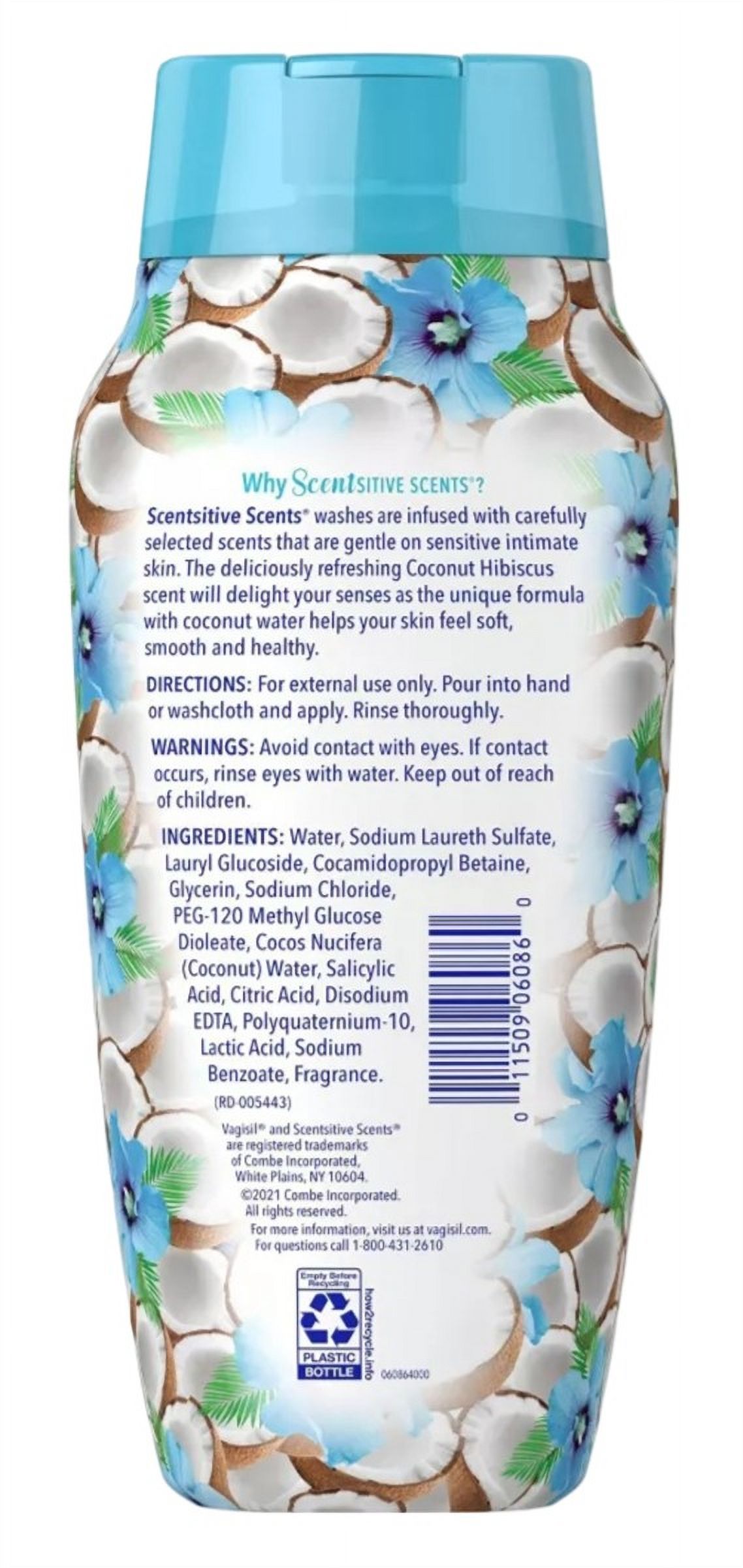 Vagisil Wash Scentsitive Scents Coconut Hibiscus 12oz (Pack of 3)