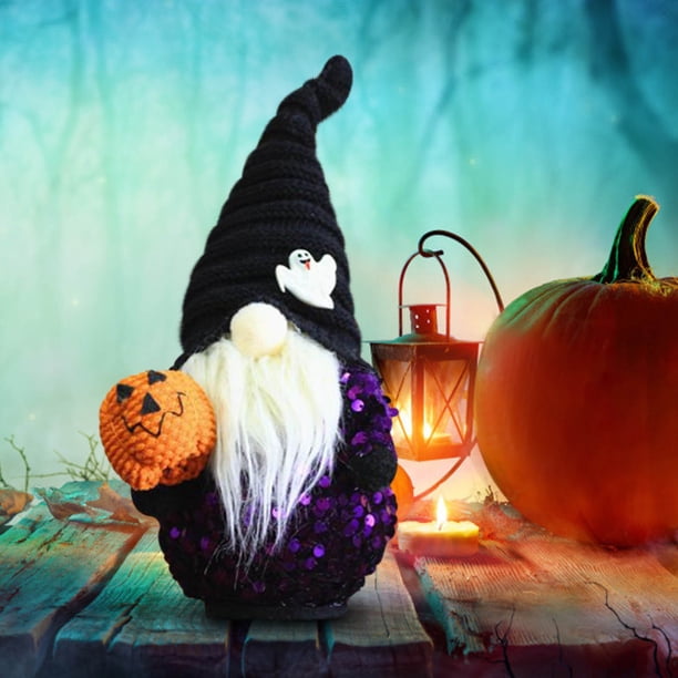 Decoraciones de Halloween, adornos de Halloween, regalos de Halloween, decoraciones de gnomos de Halloween, decoración de escritorio para dormitorio y sala de estar, adornos de muñecos de pie con luce