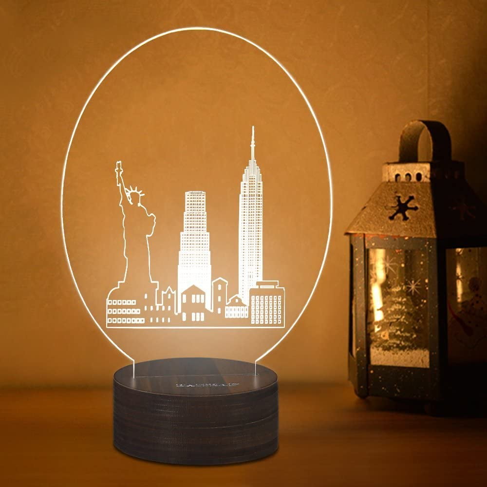 Oumilen Wooden Brown Night Light Table Kids Gift Home Decoration