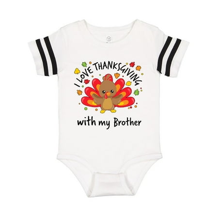 

Inktastic I Love Thanksgiving with my Brother-happy turkey Gift Baby Boy or Baby Girl Bodysuit