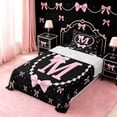 thumbnail image 5 of meiyoeat Lovely Bow Tie Twin Sheets For Bow Girls,Pink Initial Letter M Bedding For Kids,3 Pieces, 5 of 6