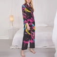 thumbnail image 3 of Lsque Neon Gothic Skull Moon Pattern Long Sleeve Pajama Set for Women - Soft 2-Piece Sleepwear and Loungewear Set with Pockets, Comfy Nightwear-Small, 3 of 7