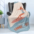 thumbnail image 4 of Beach Saying Soft Flannel Fleece Throw Blanket, Vintage Celebrate Summer and Sea Text, Cozy Plush for Indoor and Outdoor Use, 50" x 60", Burnt Sienna Pale Blue, by Ambesonne, 4 of 5