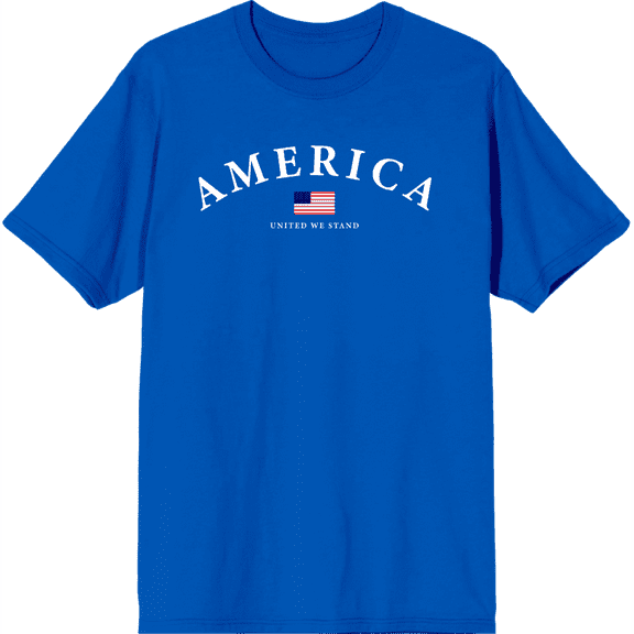 Americana American Flag Blue Men's Crew Neck Short Sleeve Tee-3XL