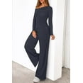 thumbnail image 7 of PRETTYGARDEN Casual Two Piece Sets for Women Fall Outfits Asymmetrical Off Shoulder Tops Wide Leg Pants Knit Lounge Set, 7 of 7
