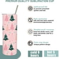 thumbnail image 4 of 1Pc Christmas Tumbler with Lid Straw 20oz Pink Cartoon Forest Trees Stainless Steel Travel Tumbler Cup Boxed for Xmas Winter Holiday Hot Iced Coffee, 4 of 6