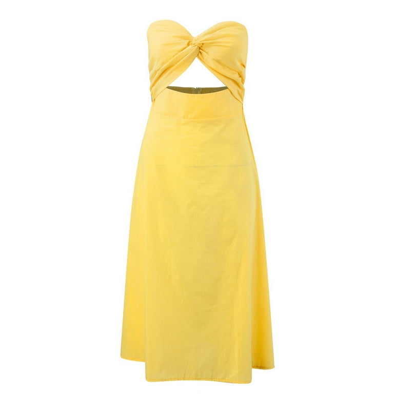 knee length dresses for ladies Sofia Linen Square Neck Midi Dress