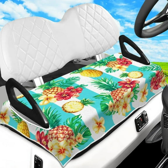 Golf Cart Seat Covers Towel Pineapple and Hibiscus Flower 100% Microfiber 51"x31" Golf Cart Seat Blanket Cushions Universal Compatible with EZGO Yamaha Club Car 2-Seat Golf Carts