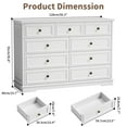 thumbnail image 6 of 9 Drawer Dresser for Bedroom, Wood Chest of Drawers, Rustic-Style Dresser with Metal Handles, Tall Storage Dresser Organizer, White, 6 of 14