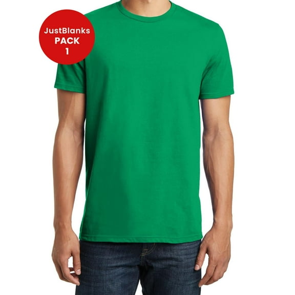 JustBlanks Men's Short Sleeve Concert Tee 4.5-ounce, 100% Soft Spun Cotton Slightly Slimmer Body Jersey Crew Neck Tee Shirt for Men - Kelly Green - 4X-Large
