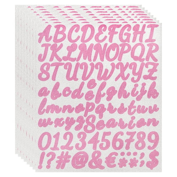 608Pack 8Sheets Glitter Letter Stickers Self-Adhesive Alphabet Sticker Pink
