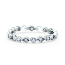 Simulated Cubic Zirconia Size-5 Full Eternity Stackable Ring Wedding Band 925 Sterling Silver