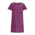 thumbnail image 4 of Moxiu Cotton Linen Dress Womens Pleated Summer Peasant Dresses Trendy Short Sleeve Dress Beach Vacation Casual Dress 2025 Hot Pink,M, 4 of 5