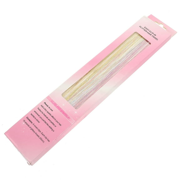 SOPOTUTU 6Pcs Glitter Hair Extensions Clip in Hair Glitter Extensions Laser Silk Women Cosplay Party