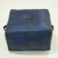 thumbnail image 5 of BBH Homes Black Leather Pouf Ottoman Handmade Buffalo Fiber Fill Model BBBACPF0025, 5 of 9
