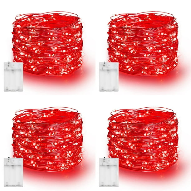 Fairy Lights Dazzle Bright, 240 LED, 24 m, funciona con pilas, paquete de 4