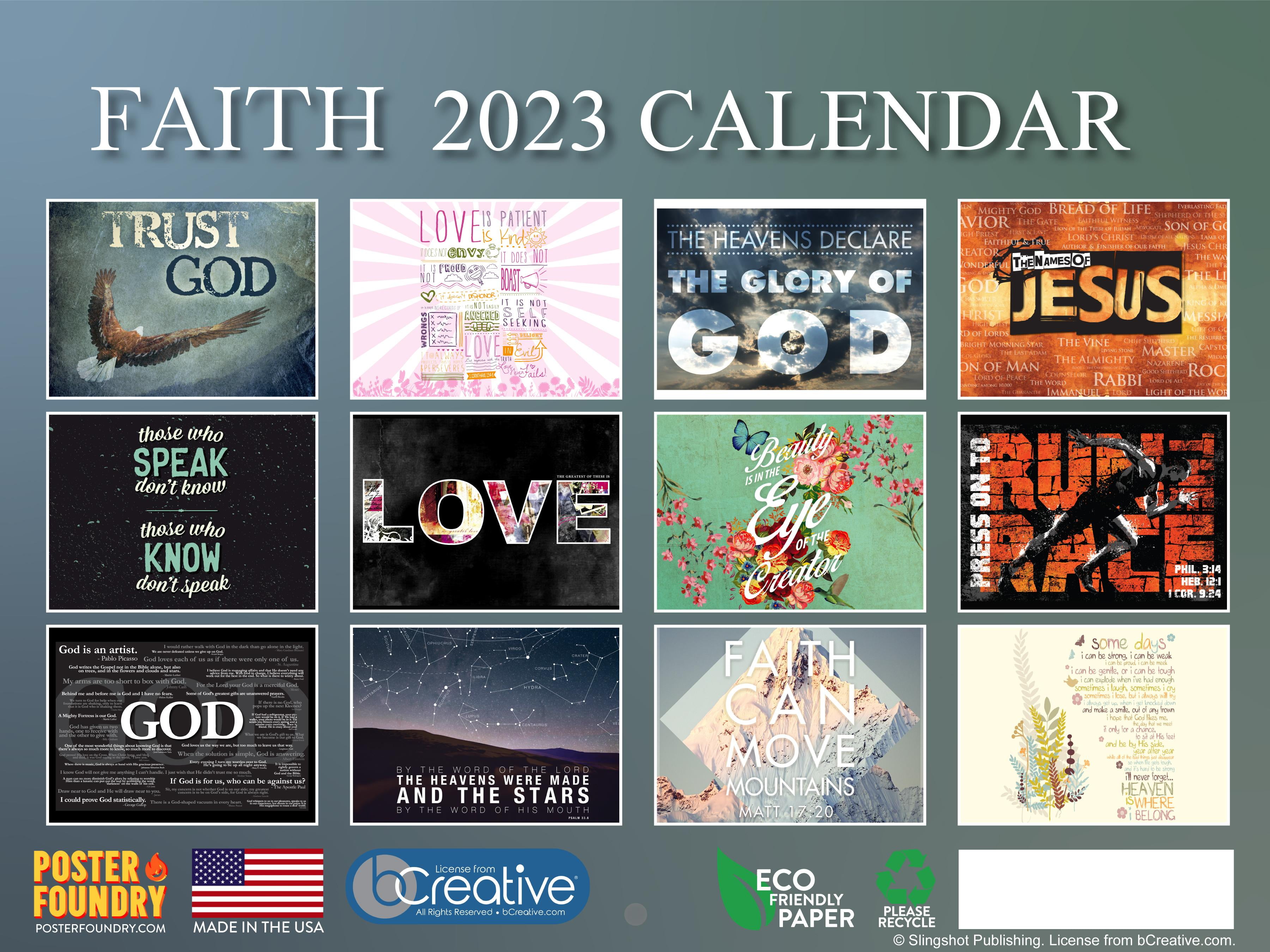 Faith Religious Calendar 2023 Monthly Wall Hanging Calendars Christian Word  Bible Verse Scripture Quote Large Planner 24 Months - Full 2023 Write On  Grid Plus Bonus 2024 Preview Chart - Made In USA - Walmart.com