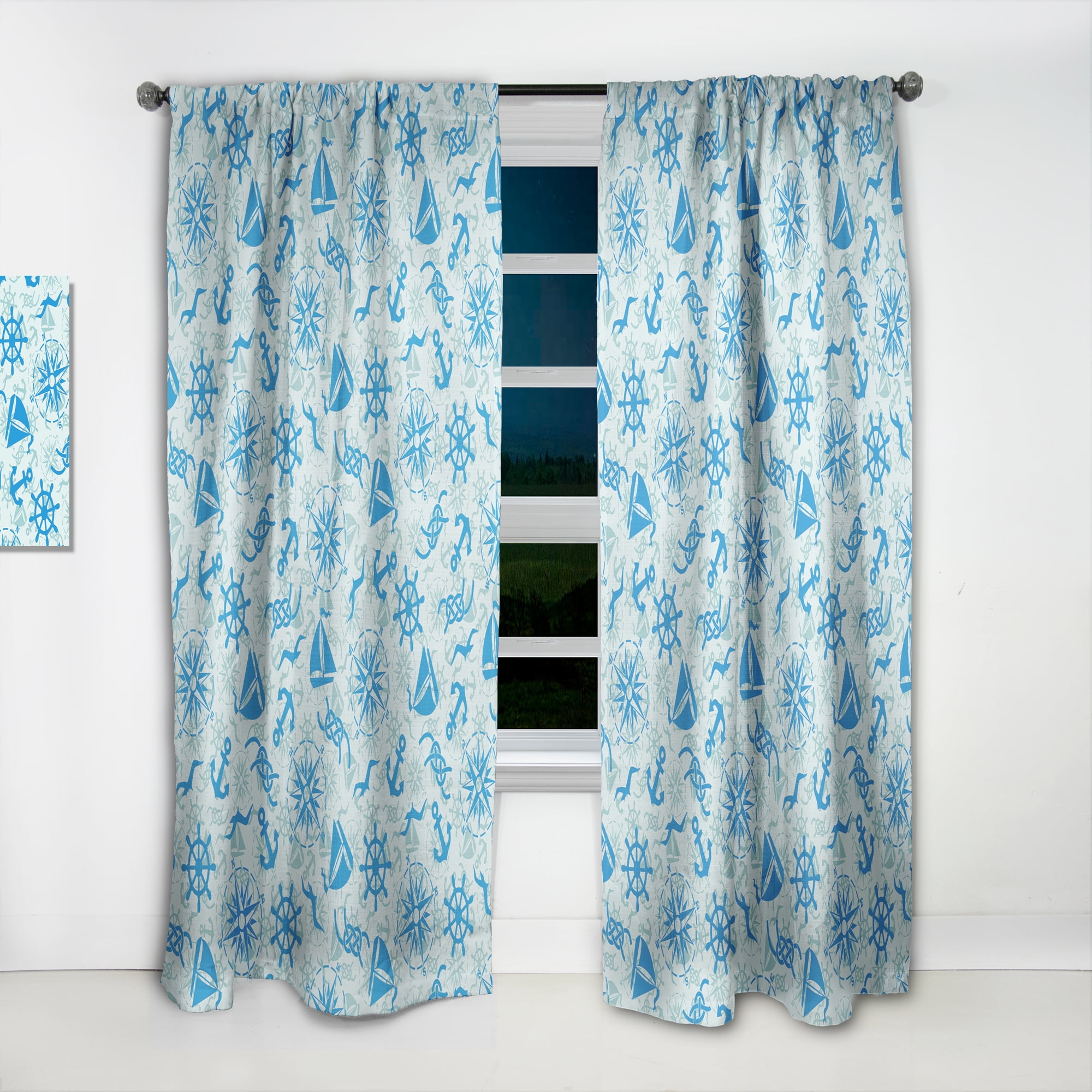 Designart 'Costal Life Form XVI' Coastal Curtain Panel