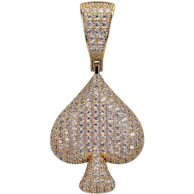 LAICAIW Iced Out Club Diamond Heart Spade Playing Cards Simulated Lab diamonds Pendant Necklace