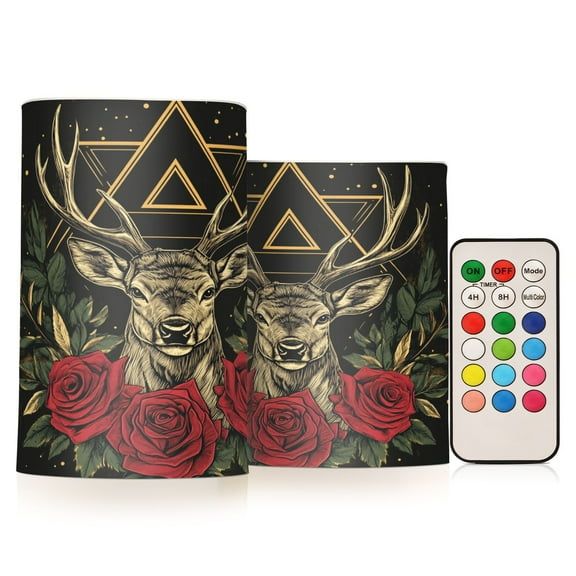 BZSMCE Flameless Candles LED Lights Ffyy3_design_an_emblem_featuring_the_head_of_a_deer_with_antler_4850b562-7ea4-4947-ab3a-198f8253fd9b Creativity Battery Candles