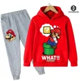 thumbnail image 1 of Conjunto de Sudadera con capucha de Super Mario para niños y niñas, ropa deportiva de 2 piezas con estampado, informal, a la moda, 2024, 1 of 1