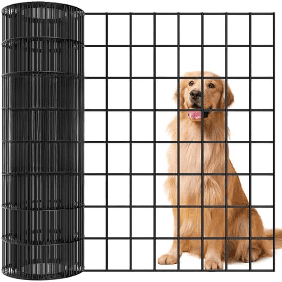 Amagabeli Black PVC Coated Welded Wire Fence 2 Inch x 3 Inch 24inch x 50ft 16 Gauge Chicken Wire Mesh Roll Metal Garden Border Fencing for Yard Vegetable Plant Protection Poultry Netting Dog Rabbit