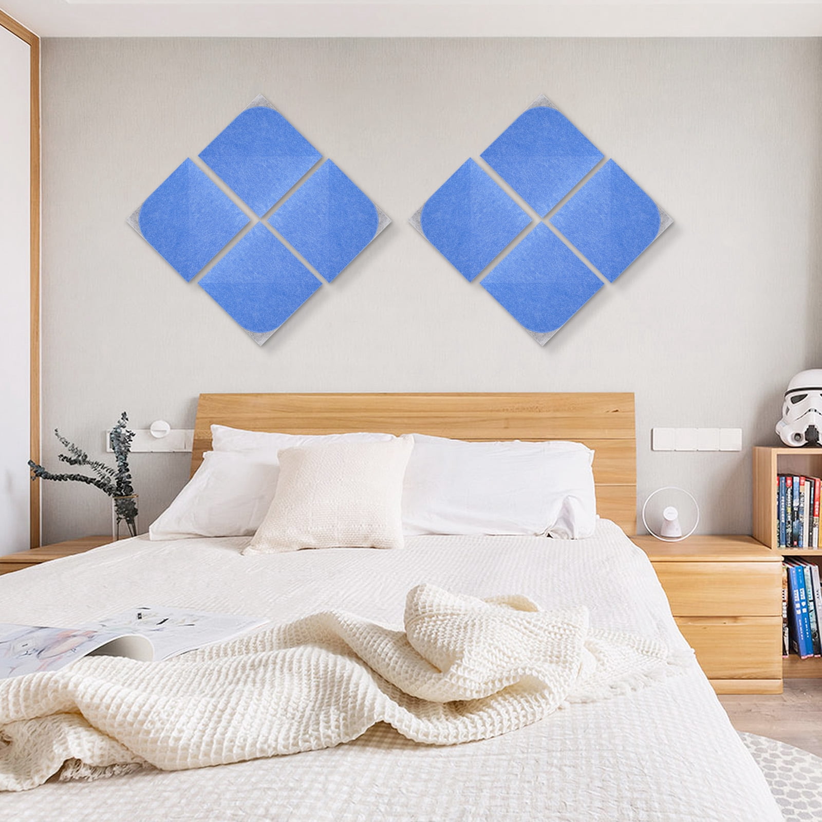 DOLLAR BOSS 8 Pcs Felt Cork Board Tiles, Felt Pin Board Notice Boards, Self Adhesive DIY Bulletin Board Blue Leaf Design Decoration Pin Board for Office Home Wall Decor Stickers Memos Photos Display
