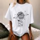 thumbnail image 5 of Top de manga corta suelto con estampado de calavera Retro desgastado y hombros caídos para mujer Pompotops hfajkhk125804, 5 of 6