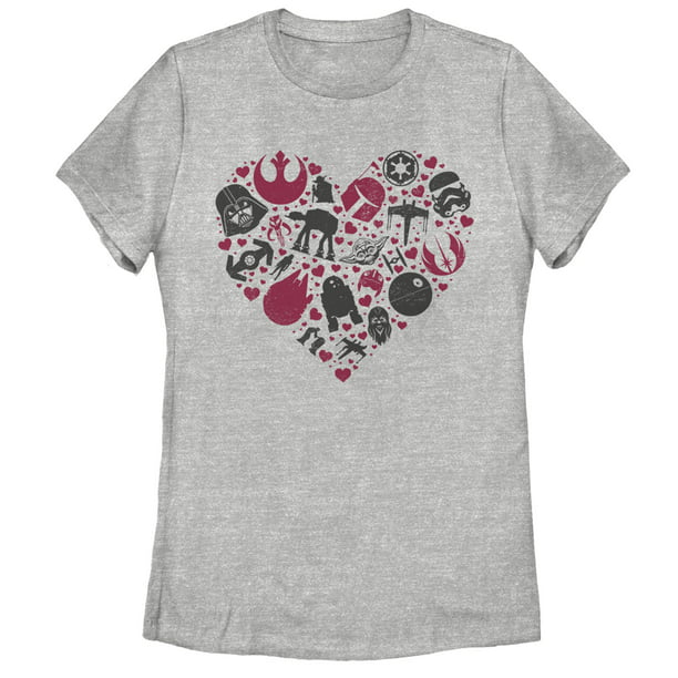 Women's Star Wars Valentine's Day Heart Icons  Graphic Tee Athletic Heather Large