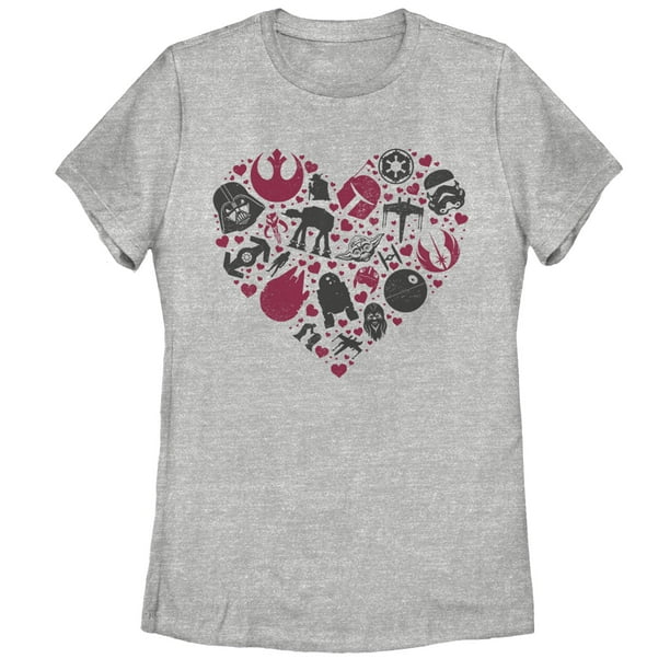 Women's Star Wars Valentine's Day Heart Icons Graphic Tee Athletic Heather Large