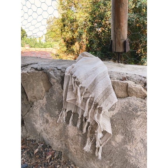 Natural Dish Cloth, Beige Striped Tea Towels, Soft Cotton and Linen Fabric, Kitchen Hand Towel, Quickly Dry Bath-Hair Towel Set, Chef Gifts