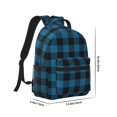 thumbnail image 2 of Rateoe Blue Black Plaid Pattern Durable Student Backpack Laptop Bag- Ergonomic Design, Waterproof Twill Fabric - Ideal for School, Travel, and Outdoor Activities, 2 of 6
